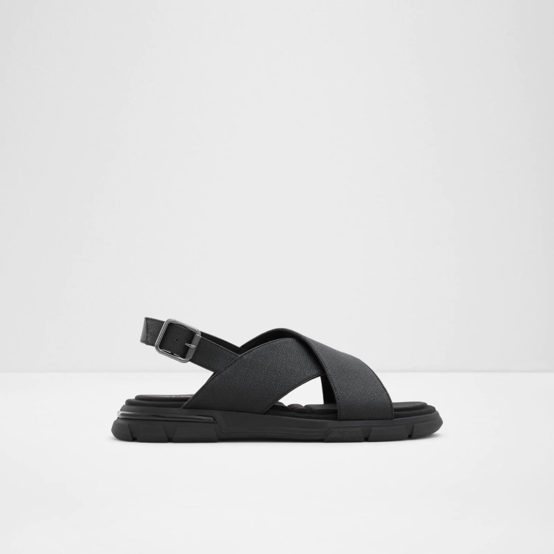 Fashion Aldo Black Strappo Flat Sandals