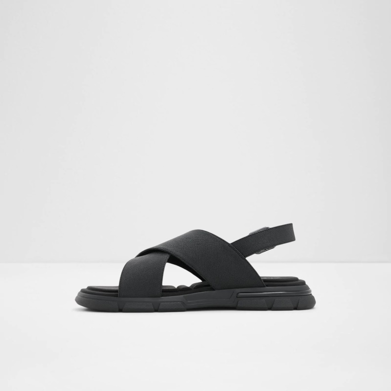 Fashion Aldo Black Strappo Flat Sandals