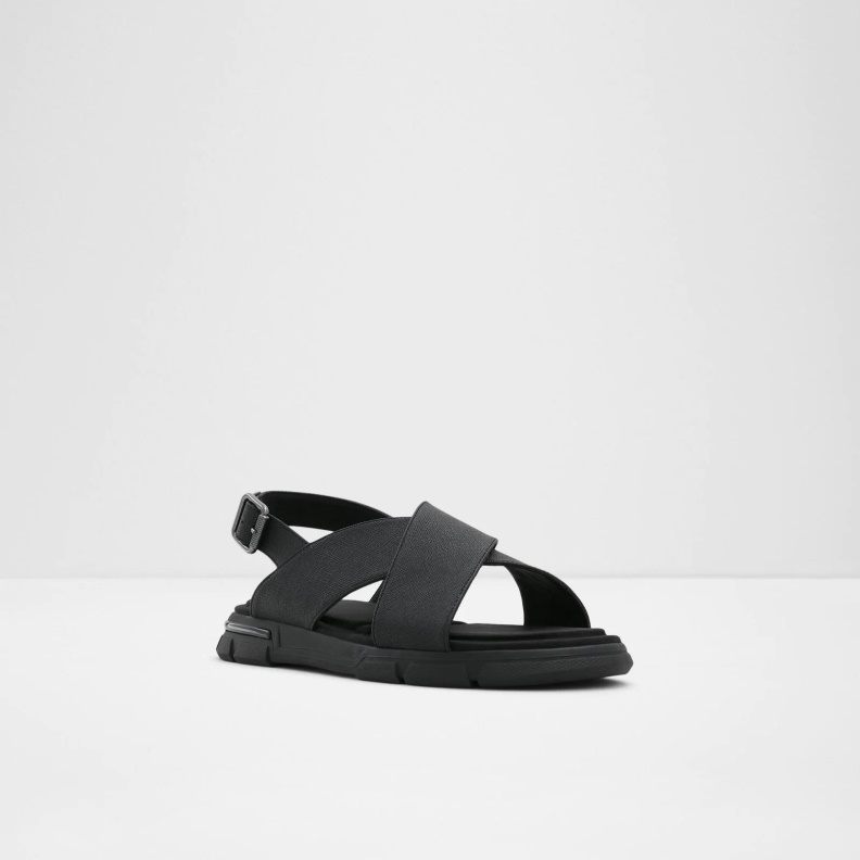 Fashion Aldo Black Strappo Flat Sandals