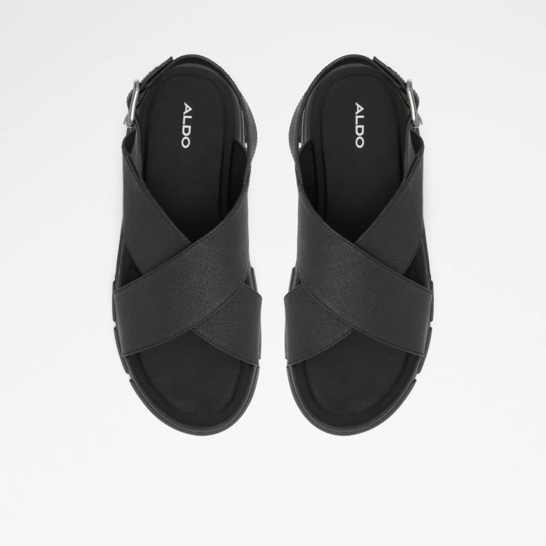 Fashion Aldo Black Strappo Flat Sandals