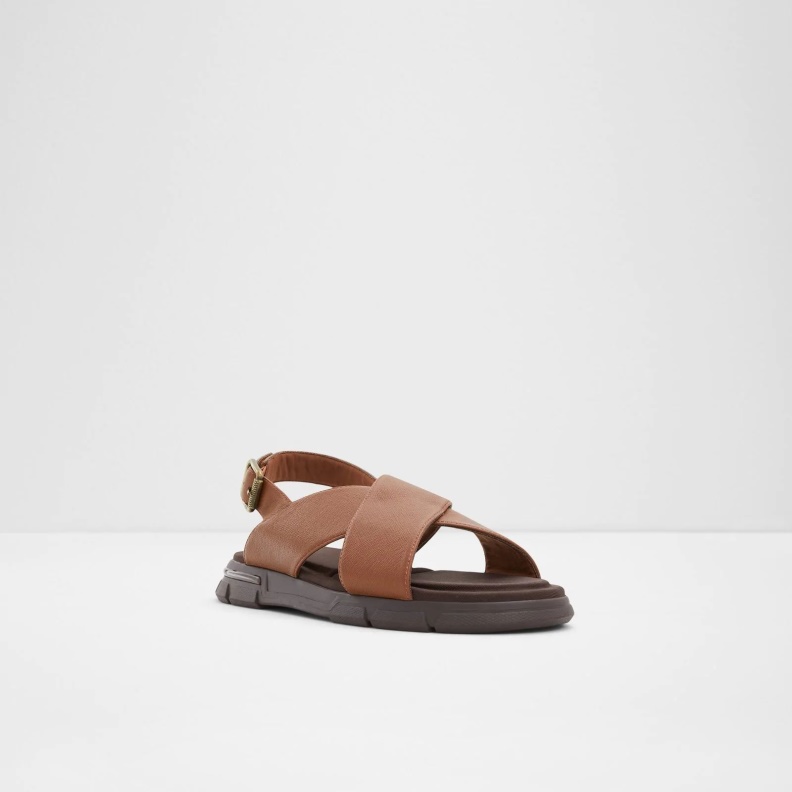 Fashion Aldo Strappo Flat Sandals Brown