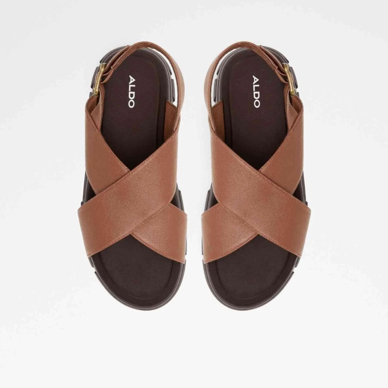 Fashion Aldo Strappo Flat Sandals Brown