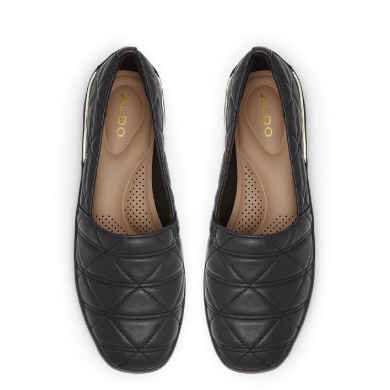 Black Aldo Quilten Slip-On Shoes Fashion Aldo