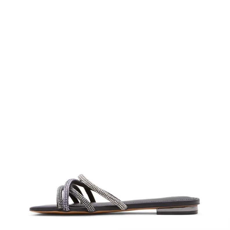 Fashion Black Aldo Rossie Flat Sandals Aldo