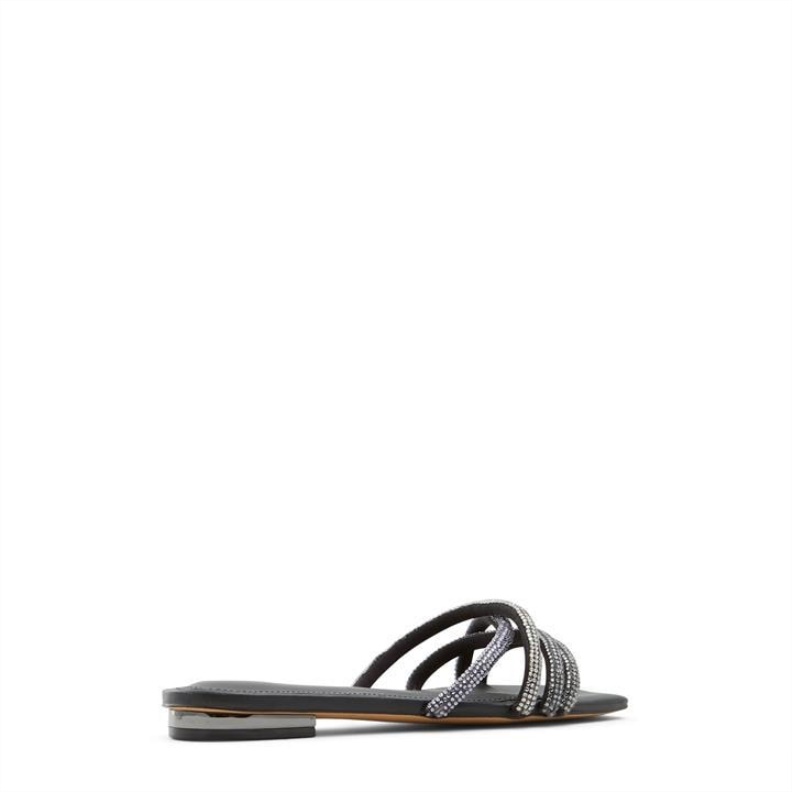 Fashion Black Aldo Rossie Flat Sandals Aldo
