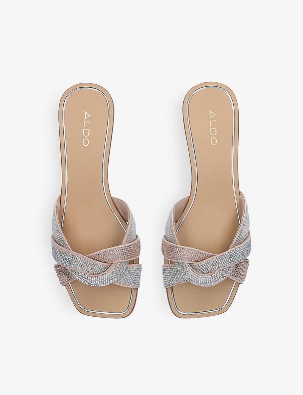 Aldo Bone Fashion Coredith Rhinestone-Embellished Woven Slider Sandals