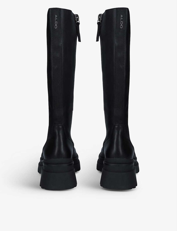 Aldo Fashion Black Astoha Lace-Up Leather Combat Boots