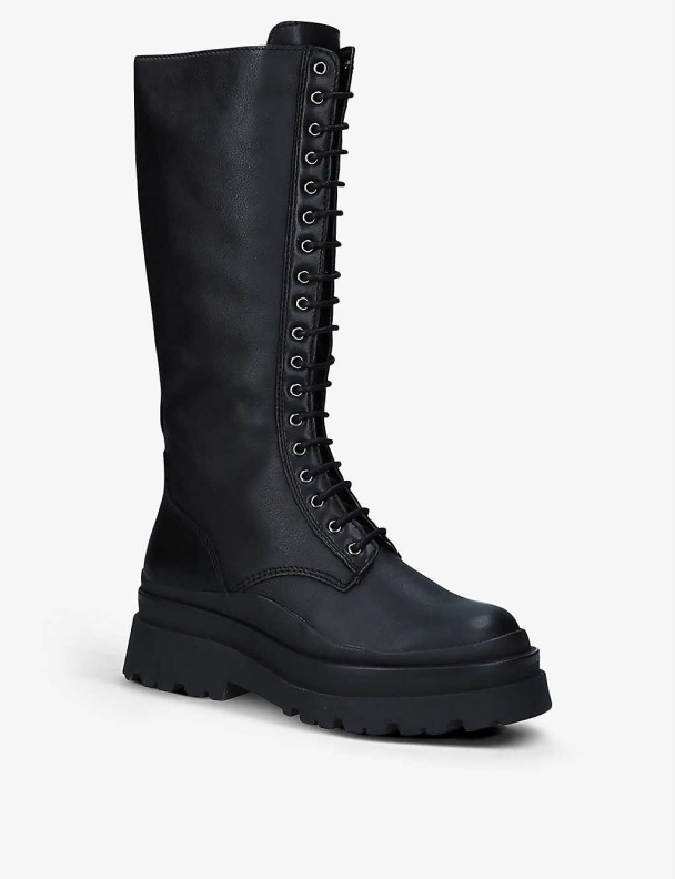 Aldo Fashion Black Astoha Lace-Up Leather Combat Boots