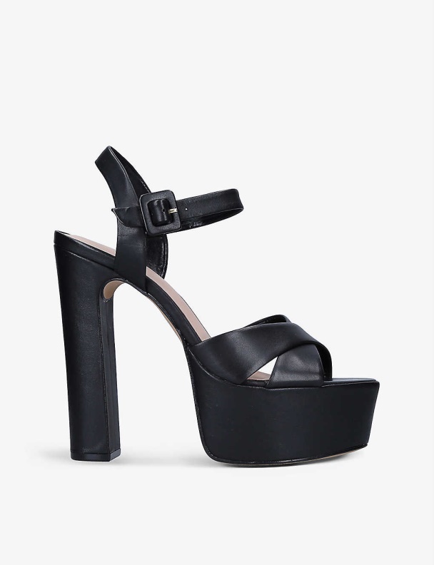 Black Aldo Fashion Camelia Platform Leather Sandals