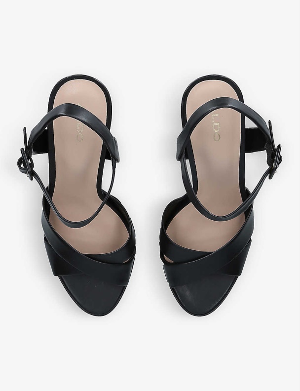 Black Aldo Fashion Camelia Platform Leather Sandals