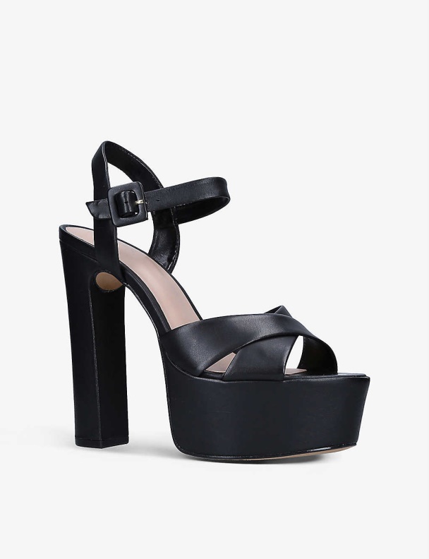 Black Aldo Fashion Camelia Platform Leather Sandals