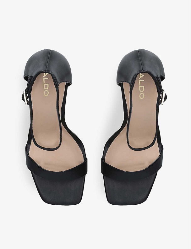 Fashion Aldo Black Afendaven Satin Heeled Sandals