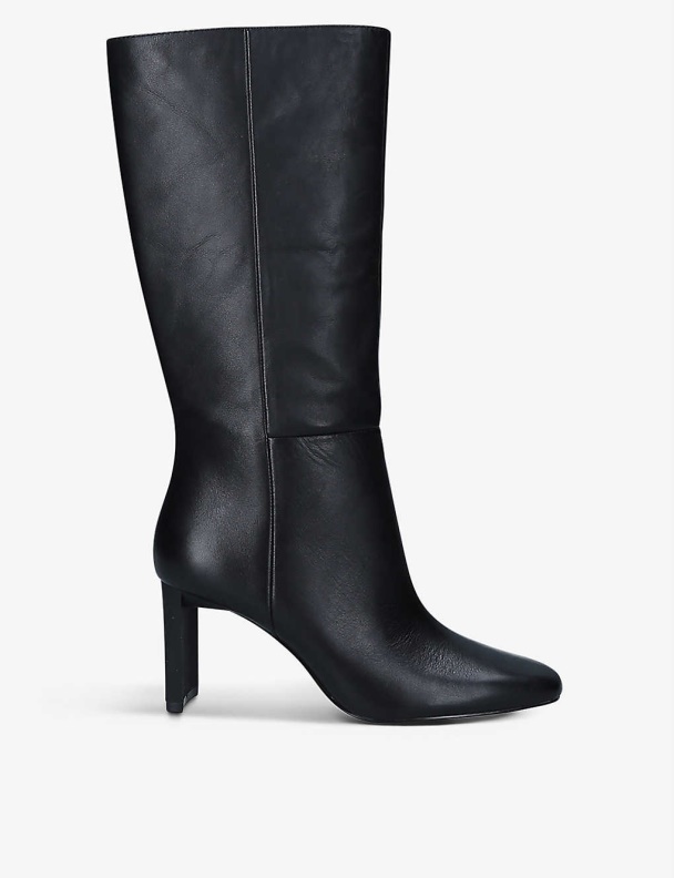 Fashion Aldo Lille Leather Heeled Knee-High Boots Black
