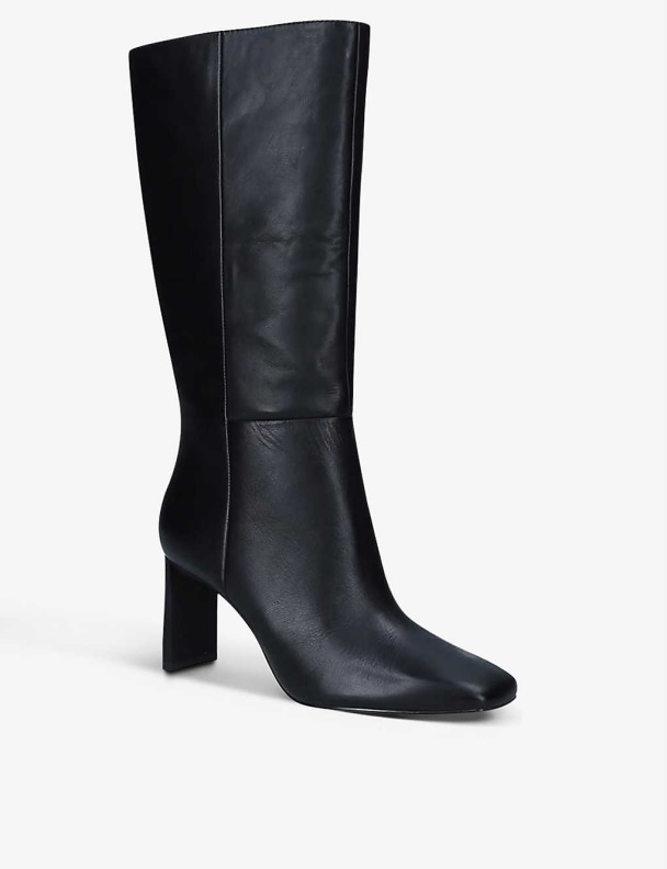 Fashion Aldo Lille Leather Heeled Knee-High Boots Black