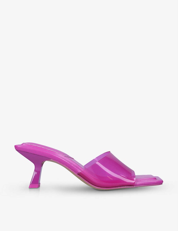 Fashion Pink Cassilia Kitten-Heel Square-Toe Vinyl And Faux-Leather Mules Aldo