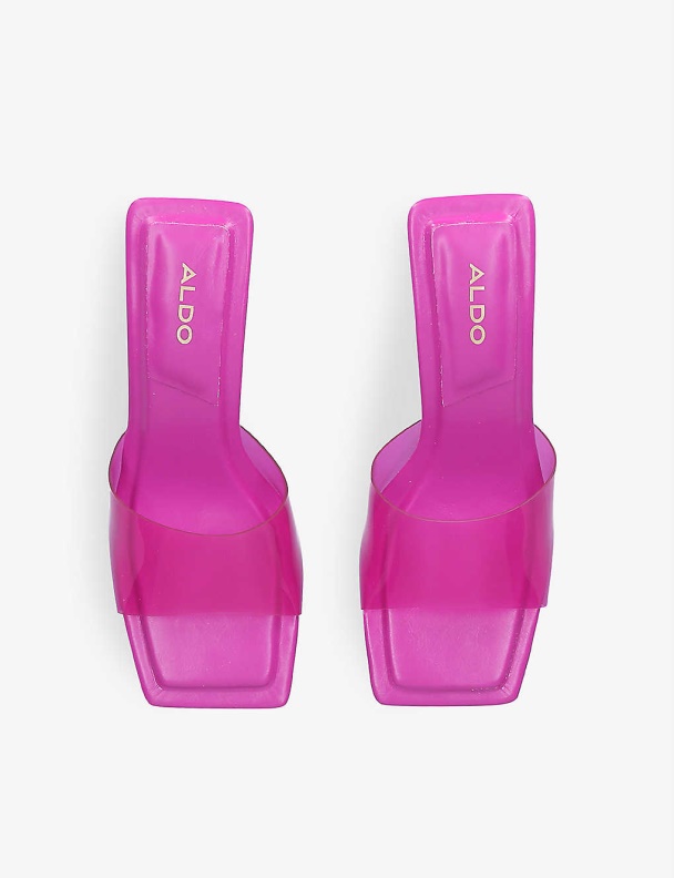 Fashion Pink Cassilia Kitten-Heel Square-Toe Vinyl And Faux-Leather Mules Aldo
