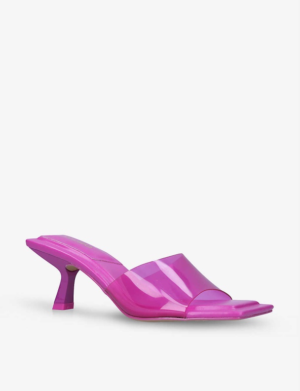 Fashion Pink Cassilia Kitten-Heel Square-Toe Vinyl And Faux-Leather Mules Aldo
