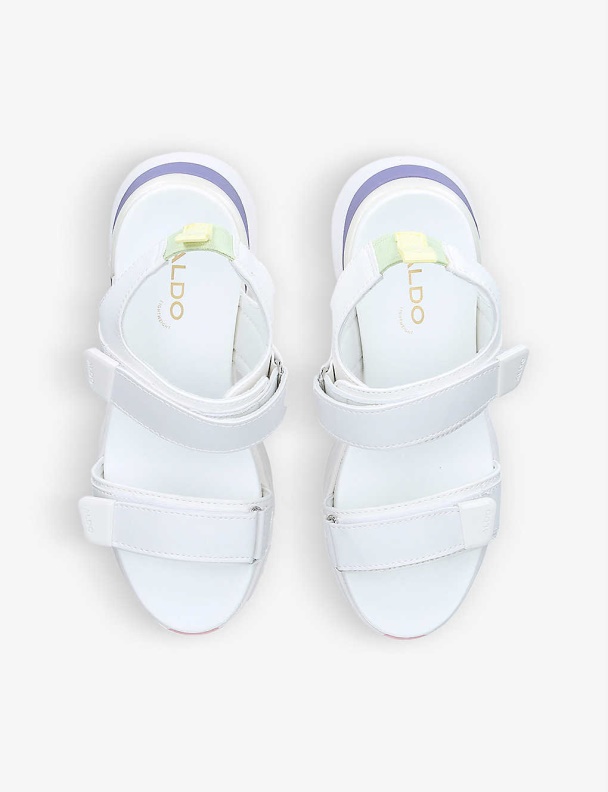 Fashion White Aldo Colbie Woven Wedge-Heel Sandals