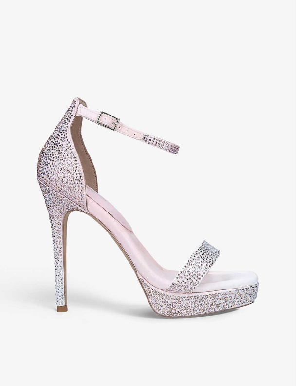 Pale Pink Scarlett Rhinestone-Embellished Woven Heeled Sandals Aldo Fashion