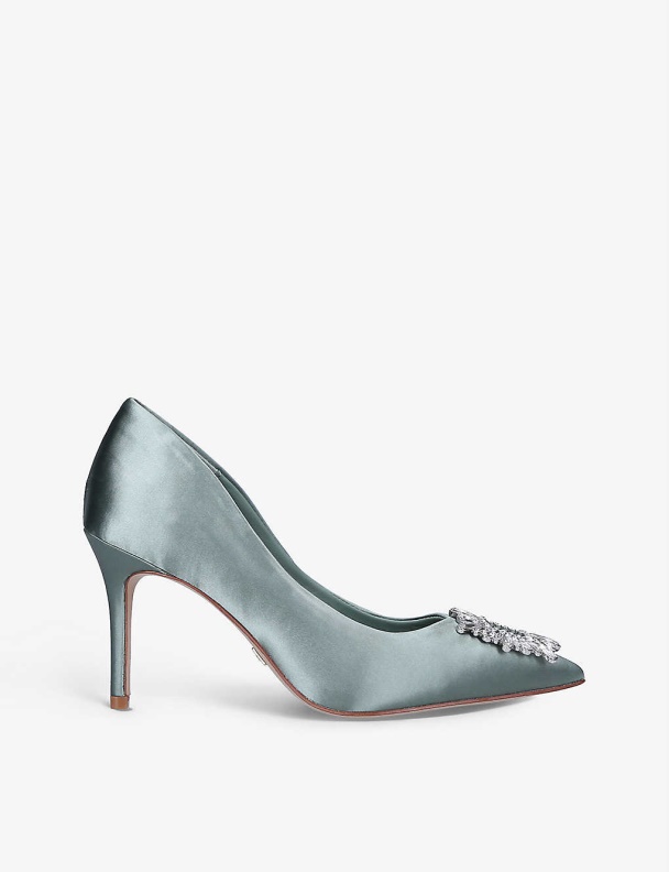 Platine Embellished-Detail Satin Court Shoes Aldo Fashion Green