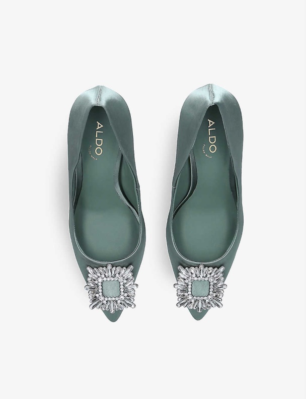 Platine Embellished-Detail Satin Court Shoes Aldo Fashion Green