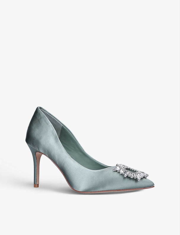 Platine Embellished-Detail Satin Court Shoes Aldo Fashion Green