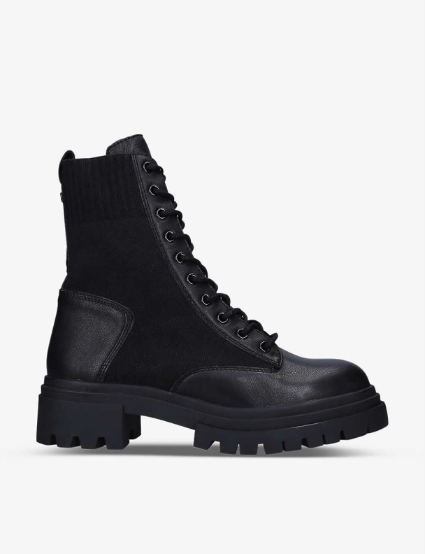 Reflow Knitted-Panel Leather Ankle Boots Fashion Black Aldo