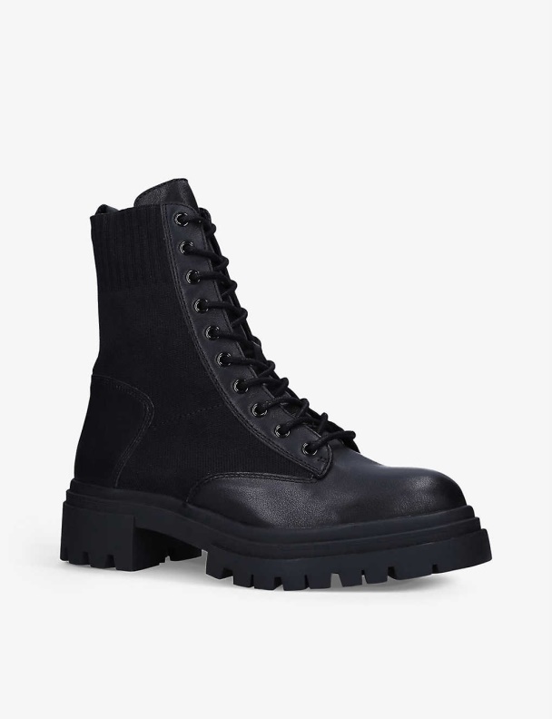 Reflow Knitted-Panel Leather Ankle Boots Fashion Black Aldo