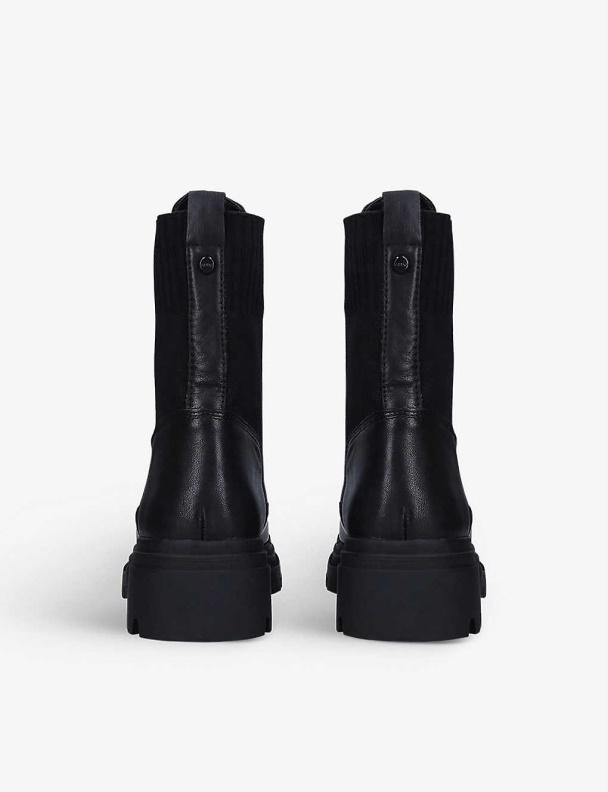 Reflow Knitted-Panel Leather Ankle Boots Fashion Black Aldo