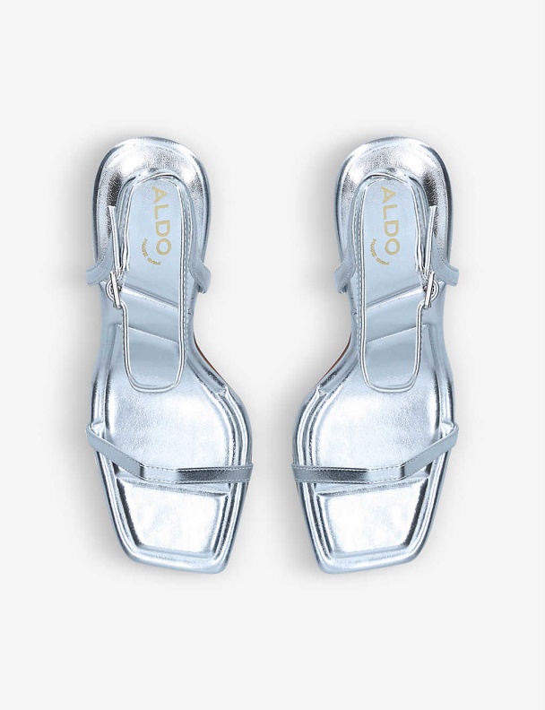 Vivanti Square-Toe Faux-Leather Strappy Sandals Aldo Fashion Silver