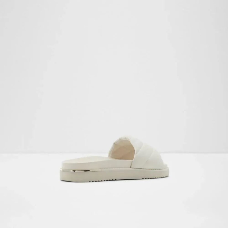 Acaswen Women's Round Toe Slide Sandal Fashion White Aldo