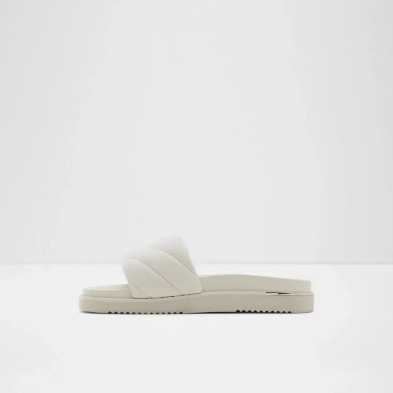 Acaswen Women's Round Toe Slide Sandal Fashion White Aldo