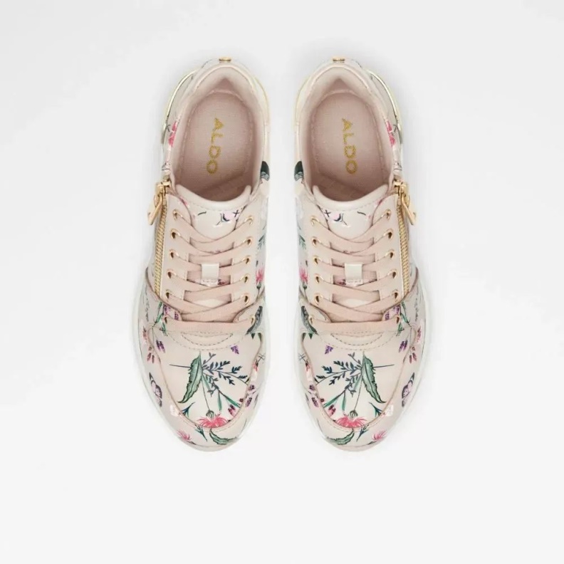 Aldo Adwiwiah Women's Laced-Up Wedge Sneaker Light Pink Fashion