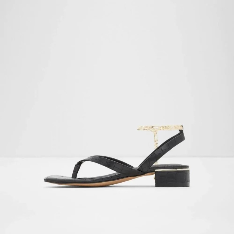 Black Fashion Aldo Agralella Women's Flat Ankle Strap Sandal