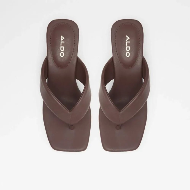 Aldo Fashion Auday Women's Thong Heeled Sandal Dark-Brown