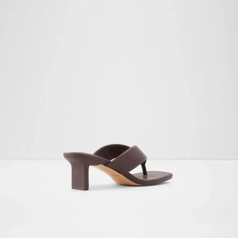 Aldo Fashion Auday Women's Thong Heeled Sandal Dark-Brown