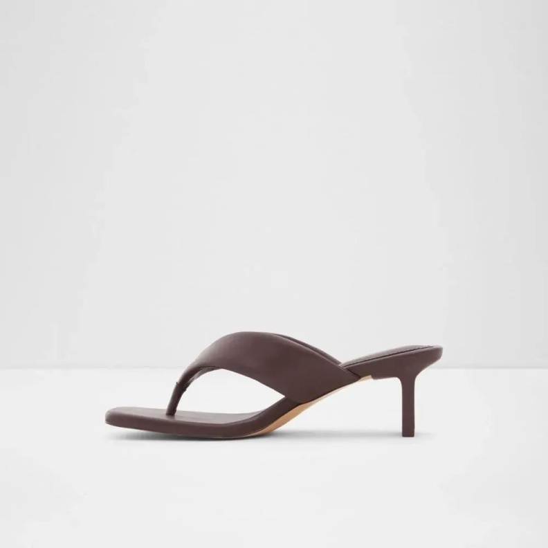 Aldo Fashion Auday Women's Thong Heeled Sandal Dark-Brown