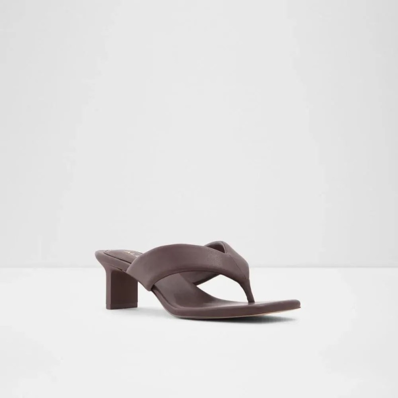 Aldo Fashion Auday Women's Thong Heeled Sandal Dark-Brown