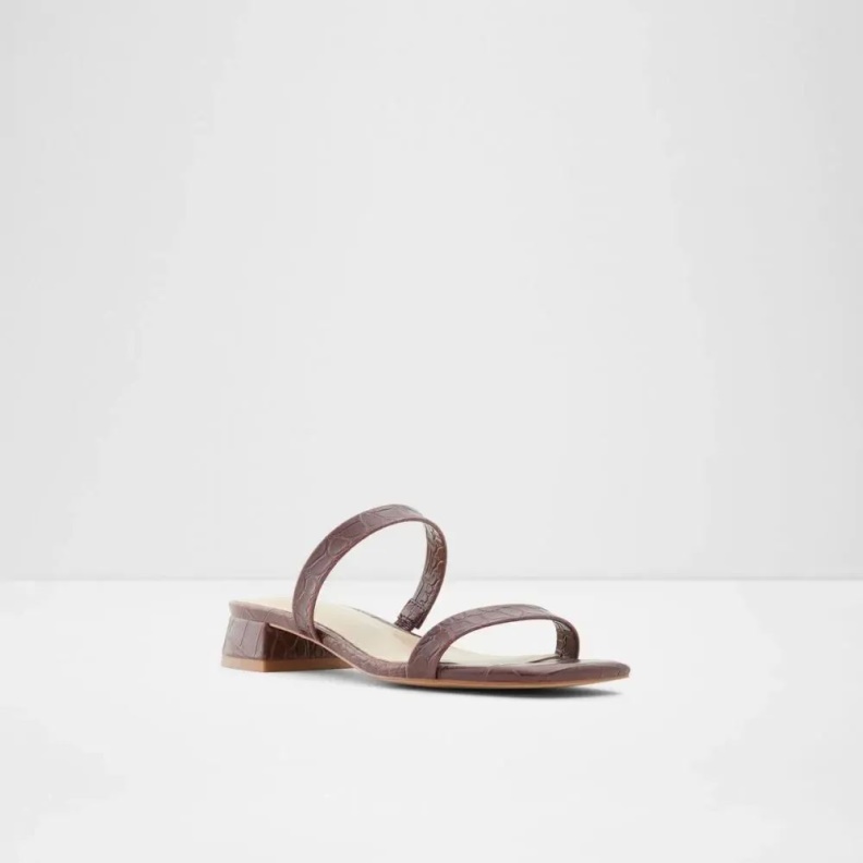 Biliwen Women's Slip On Low Block Heel Sandal Fashion Dark-Brown Aldo