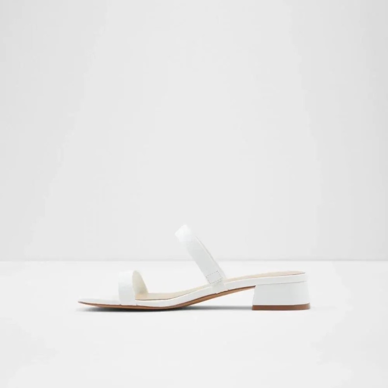 Biliwen Women's Slip On Low Block Heel Sandal White Aldo Fashion