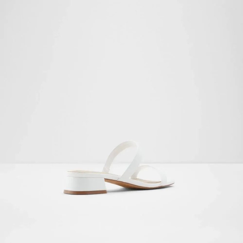 Biliwen Women's Slip On Low Block Heel Sandal White Aldo Fashion