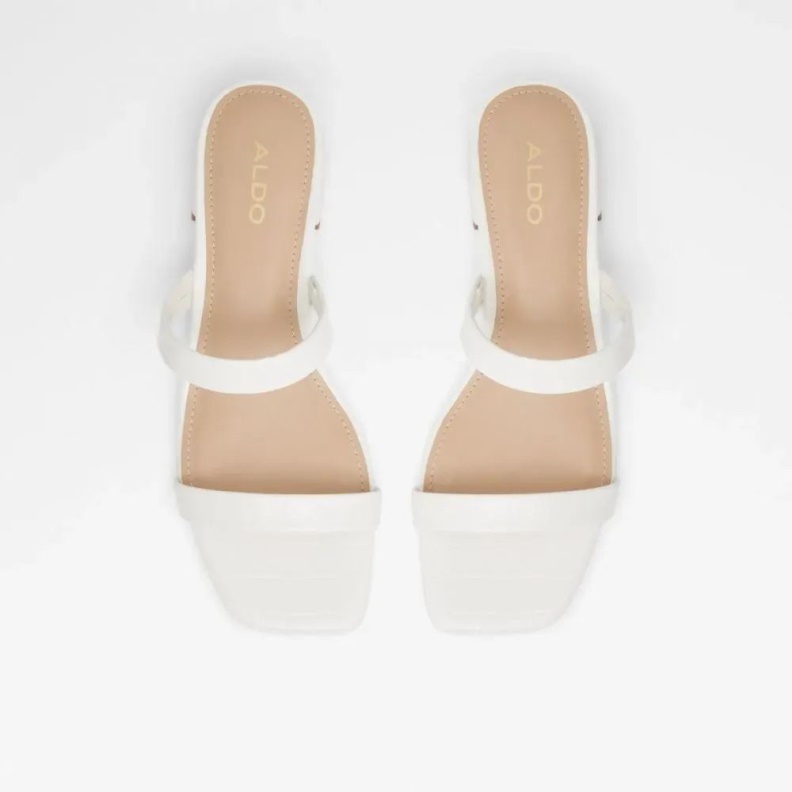 Biliwen Women's Slip On Low Block Heel Sandal White Aldo Fashion