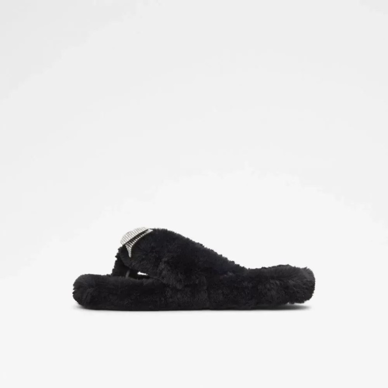 Black Bowpouf Women's Faux Fur Sandal Aldo Fashion