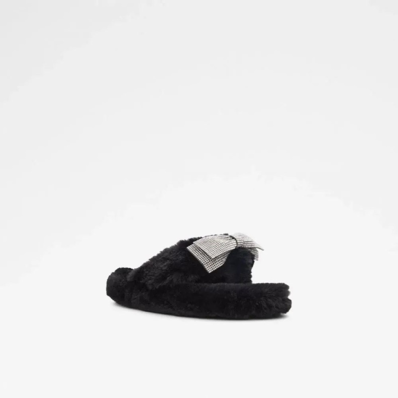 Black Bowpouf Women's Faux Fur Sandal Aldo Fashion