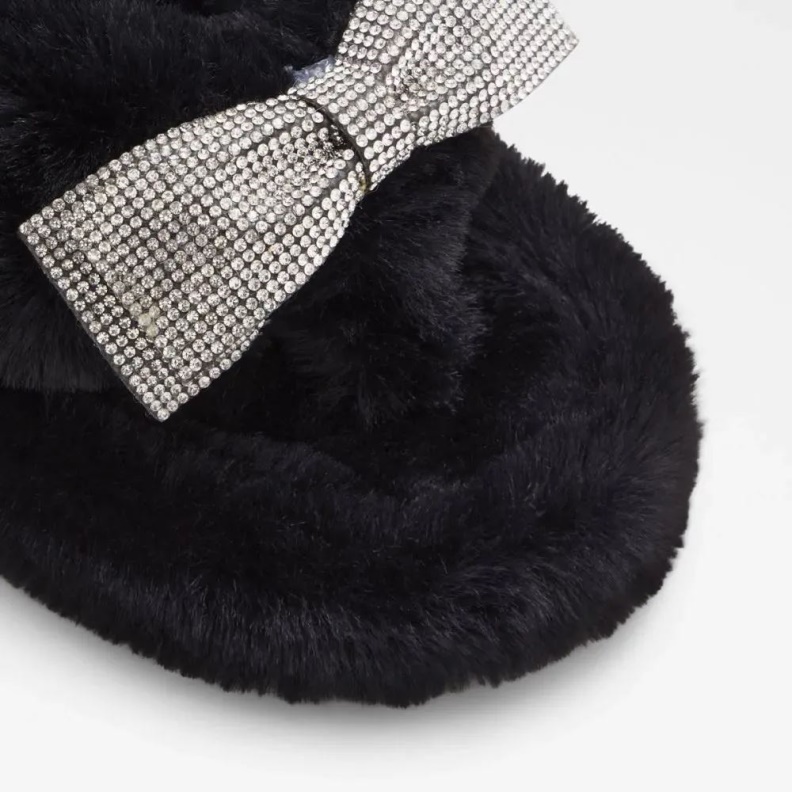 Black Bowpouf Women's Faux Fur Sandal Aldo Fashion