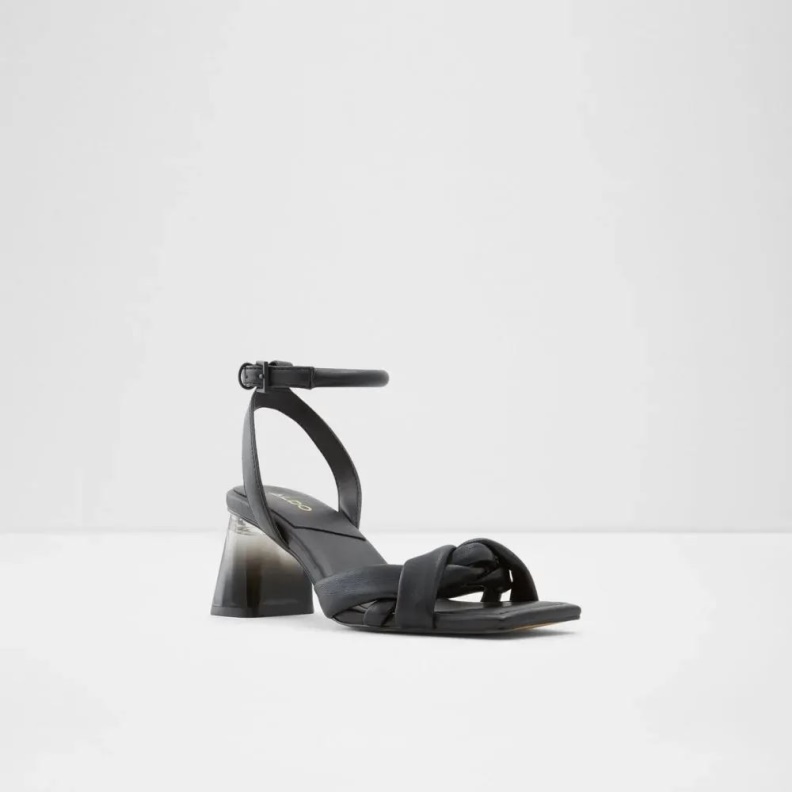 Aldo Fashion Black Bubble Women's Two Piece Heeled Sandal
