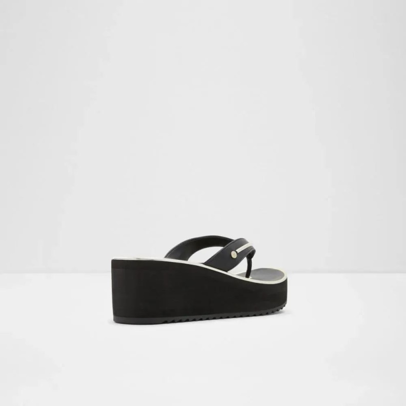 Aldo Fashion Calidan Women's Thong Beach Wedge Sandal Black