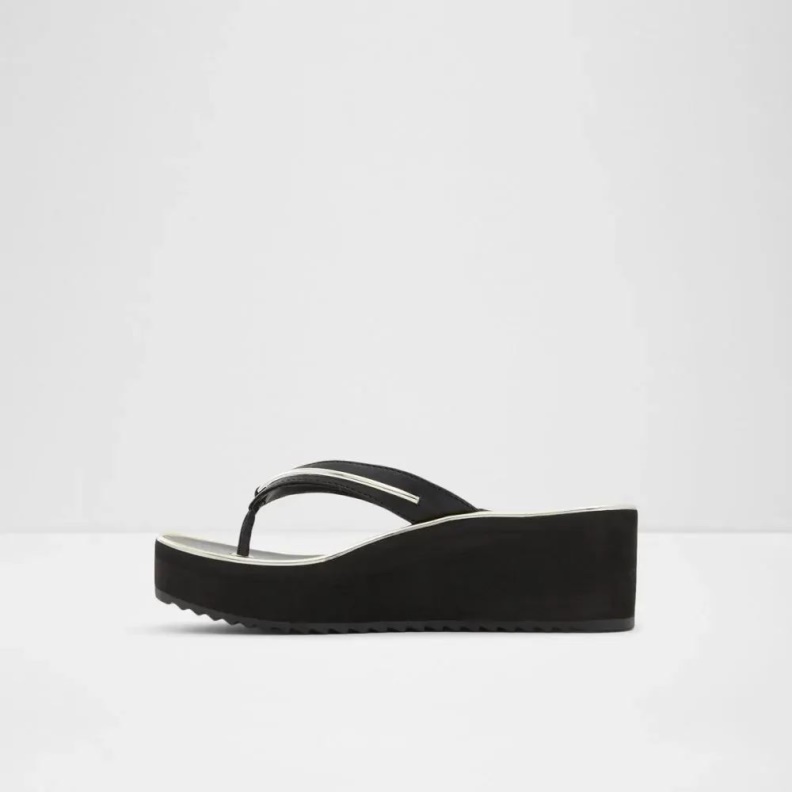 Aldo Fashion Calidan Women's Thong Beach Wedge Sandal Black