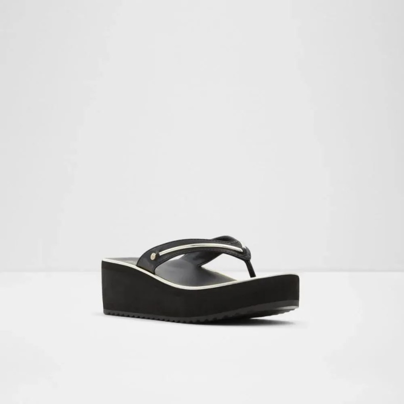 Aldo Fashion Calidan Women's Thong Beach Wedge Sandal Black