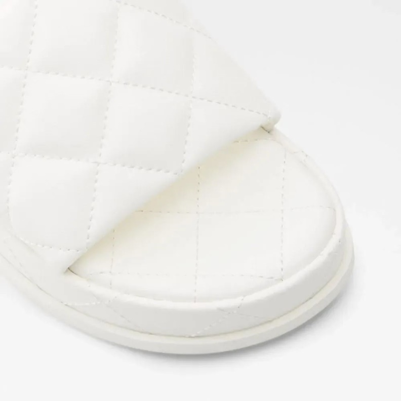Aldo White Fashion Carreaux Women's Lightweight Slide Sandal